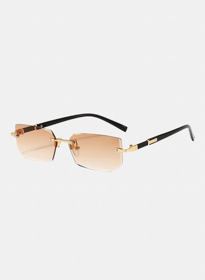 Velora Brown Rimless Square Sunglasses